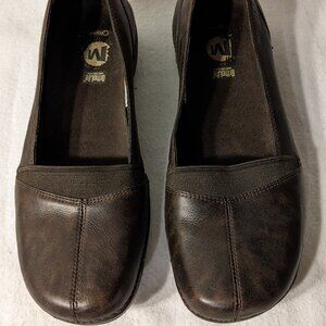 Merrell Womens Apure Dark Brown Leather Slip-on Comfort Flats Shoes - Size 8